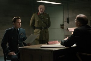 Brad Pitt plays Max Vatan, Jared Harris plays Heslop and Simon McBurney plays S.O.E. Official in Allied from Paramount Pictures.